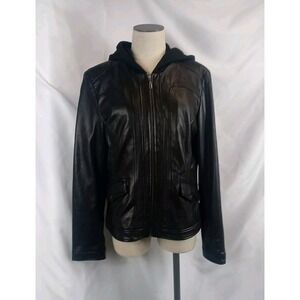 Stone Mountain Leather Motorcycle Jacket Women's‎ Large Hooded Biker Jacket